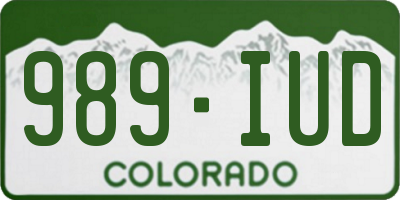CO license plate 989IUD