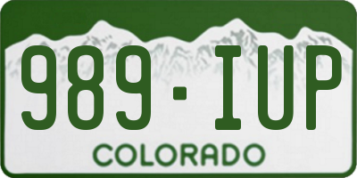 CO license plate 989IUP