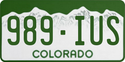 CO license plate 989IUS