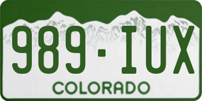 CO license plate 989IUX