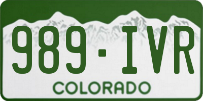 CO license plate 989IVR