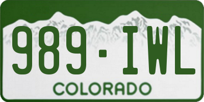 CO license plate 989IWL