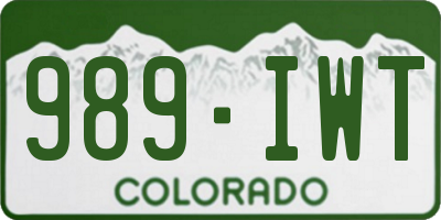 CO license plate 989IWT