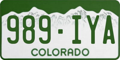 CO license plate 989IYA
