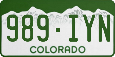CO license plate 989IYN
