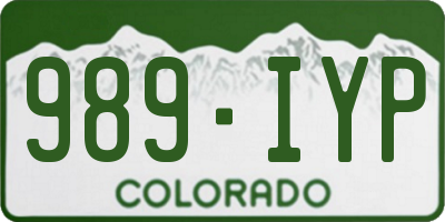 CO license plate 989IYP