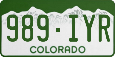 CO license plate 989IYR