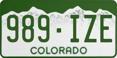 CO license plate 989IZE
