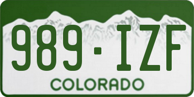 CO license plate 989IZF