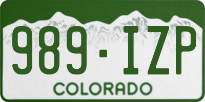 CO license plate 989IZP