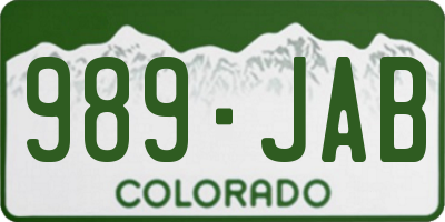 CO license plate 989JAB