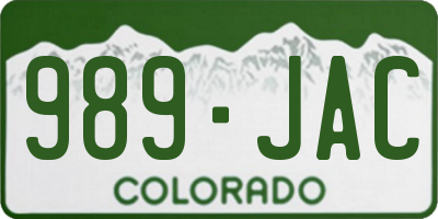 CO license plate 989JAC