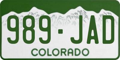 CO license plate 989JAD