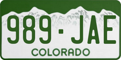 CO license plate 989JAE