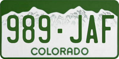 CO license plate 989JAF