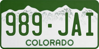 CO license plate 989JAI