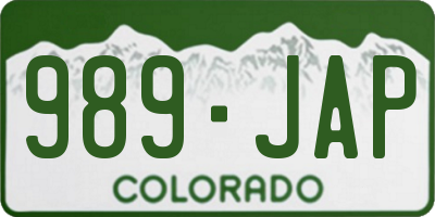 CO license plate 989JAP