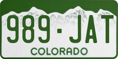 CO license plate 989JAT