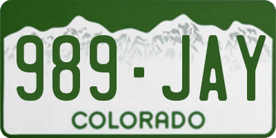 CO license plate 989JAY