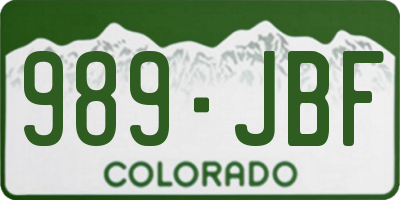 CO license plate 989JBF