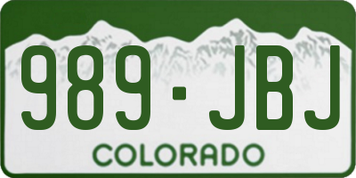 CO license plate 989JBJ