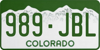 CO license plate 989JBL