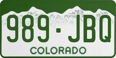 CO license plate 989JBQ