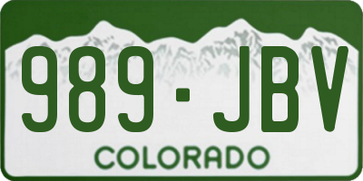 CO license plate 989JBV