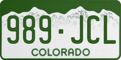CO license plate 989JCL