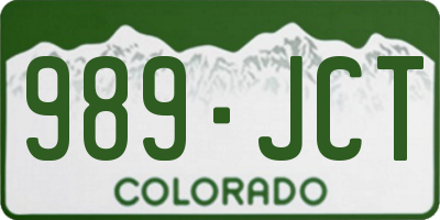 CO license plate 989JCT