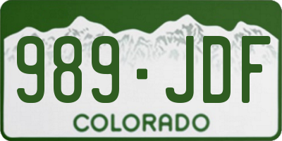 CO license plate 989JDF