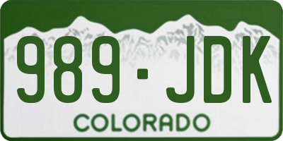 CO license plate 989JDK