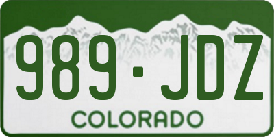 CO license plate 989JDZ
