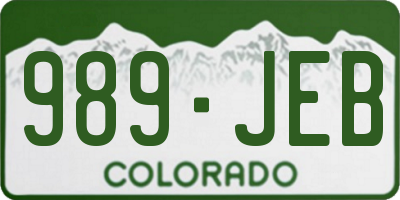 CO license plate 989JEB