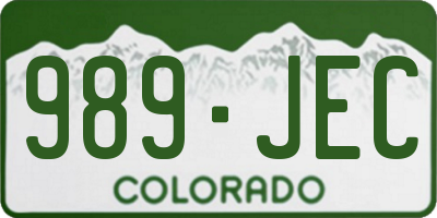 CO license plate 989JEC