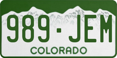CO license plate 989JEM