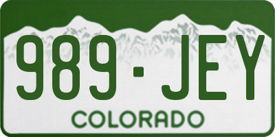 CO license plate 989JEY