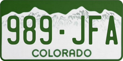 CO license plate 989JFA