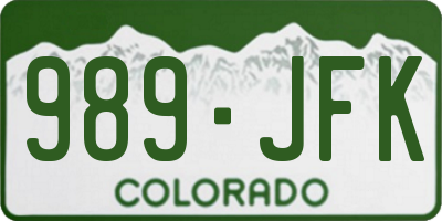 CO license plate 989JFK
