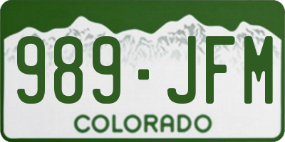 CO license plate 989JFM