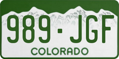 CO license plate 989JGF