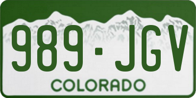 CO license plate 989JGV