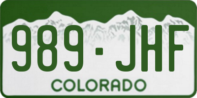 CO license plate 989JHF