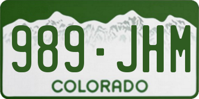 CO license plate 989JHM