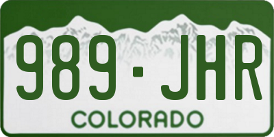 CO license plate 989JHR