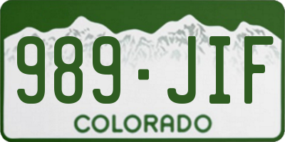 CO license plate 989JIF