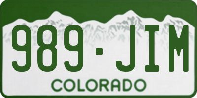 CO license plate 989JIM