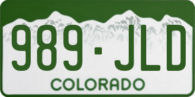 CO license plate 989JLD