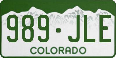 CO license plate 989JLE
