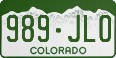 CO license plate 989JLO